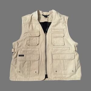 Woolrich Boy’s Size L 100% Cotton Canvas Hunting Fishing Camping Khaki Vest EUC